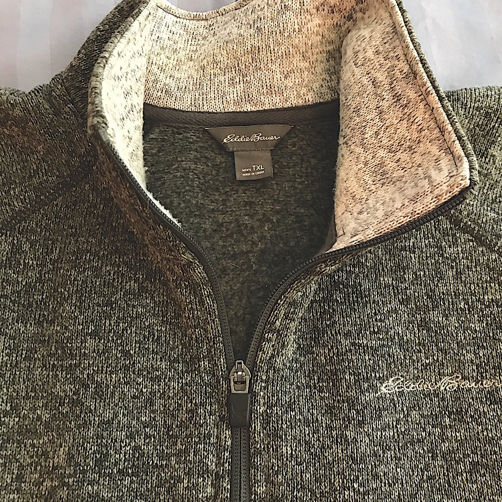 Eddie Bauer 3/4 Zip Heather Grey Sweater Size Tall XL
